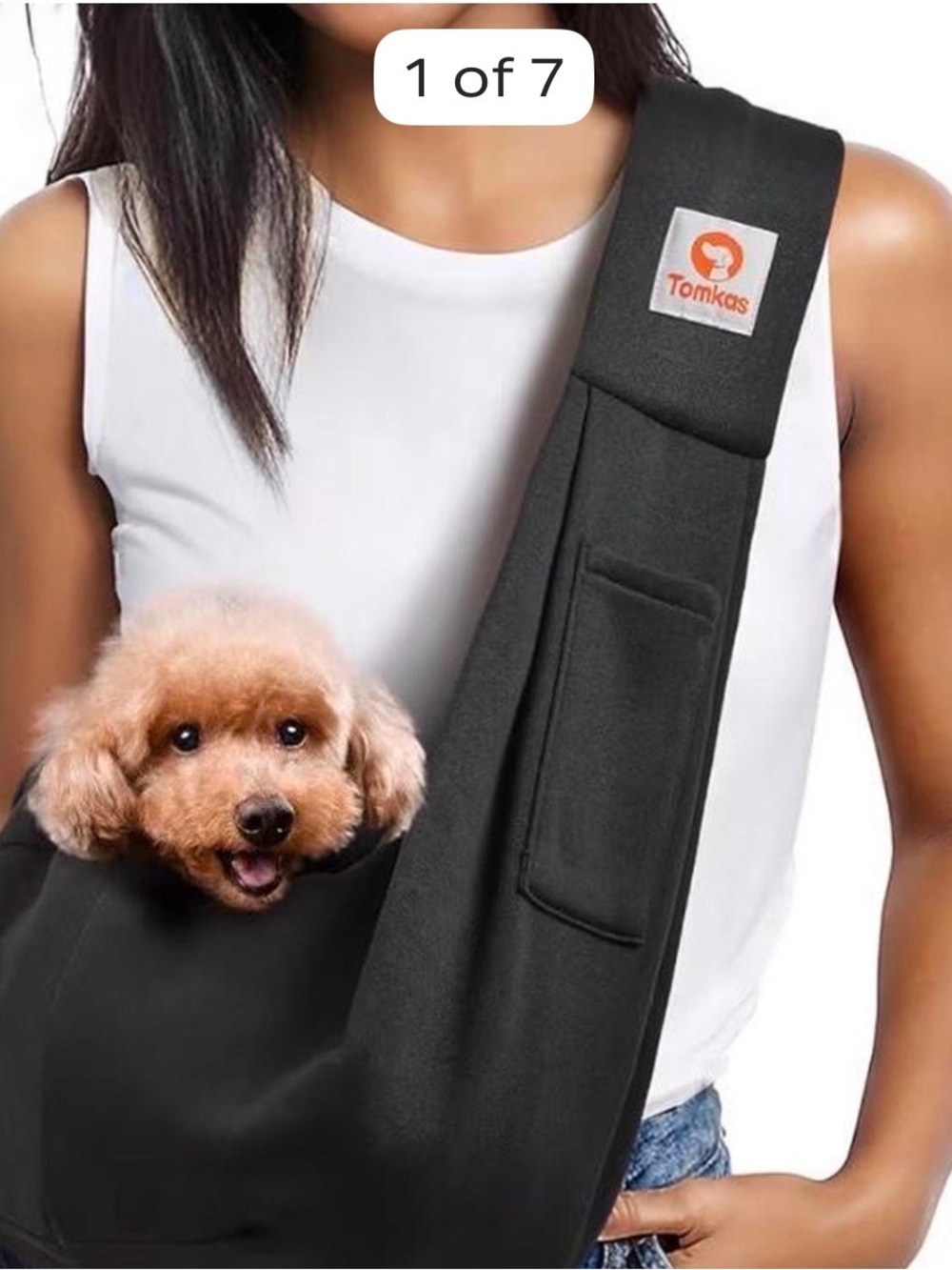 Black Fabric Dog Sling - Hands-Free